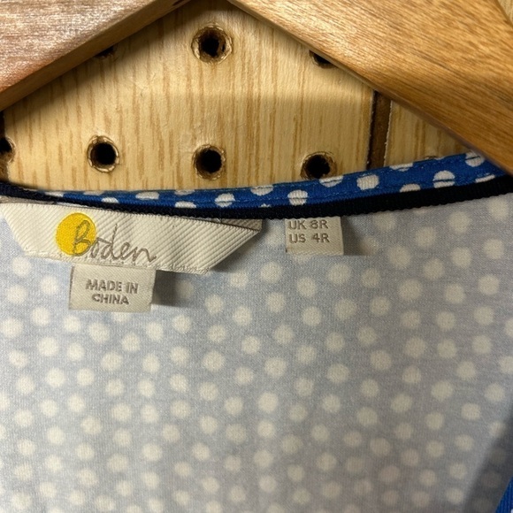 Boden Blue/White Polka Dot Short Sleeve Wrap Top - Picture 5 of 5